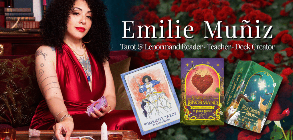 Emilie Muniz creator of simplicity Tarot, Simplicity Lenormand, Fox Crystal Tarot